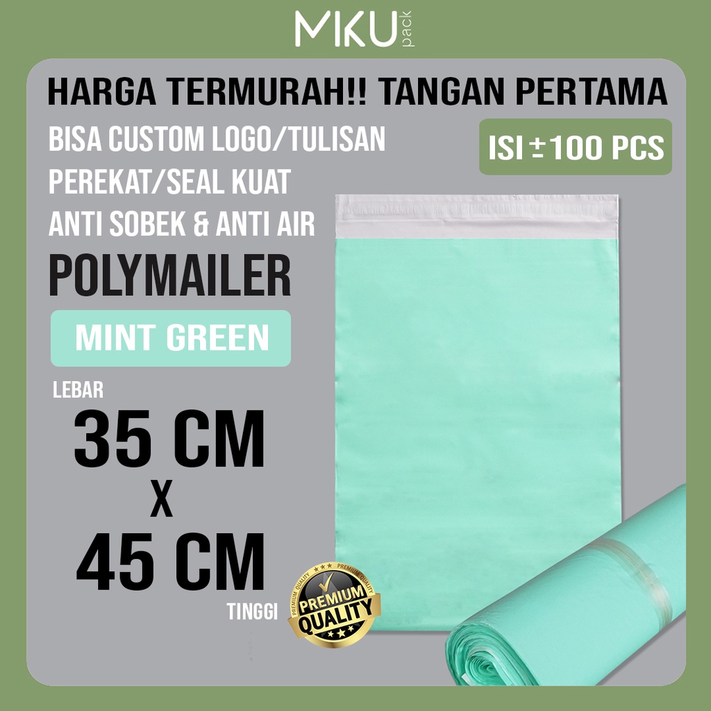 

35x45CM AMPLOP PLASTIK POLYMAILER KANTONG PLASTIK POLYBAG AMPLOP PACKING - HIJAU MINT