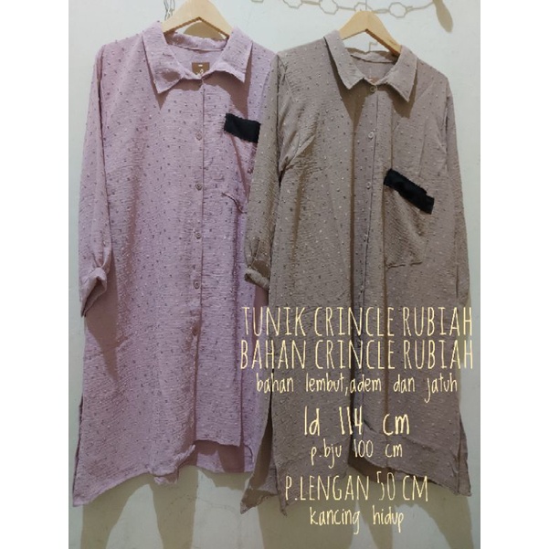 tunik crincle rubiah/tunik krinkel rubi/tunik rubiah