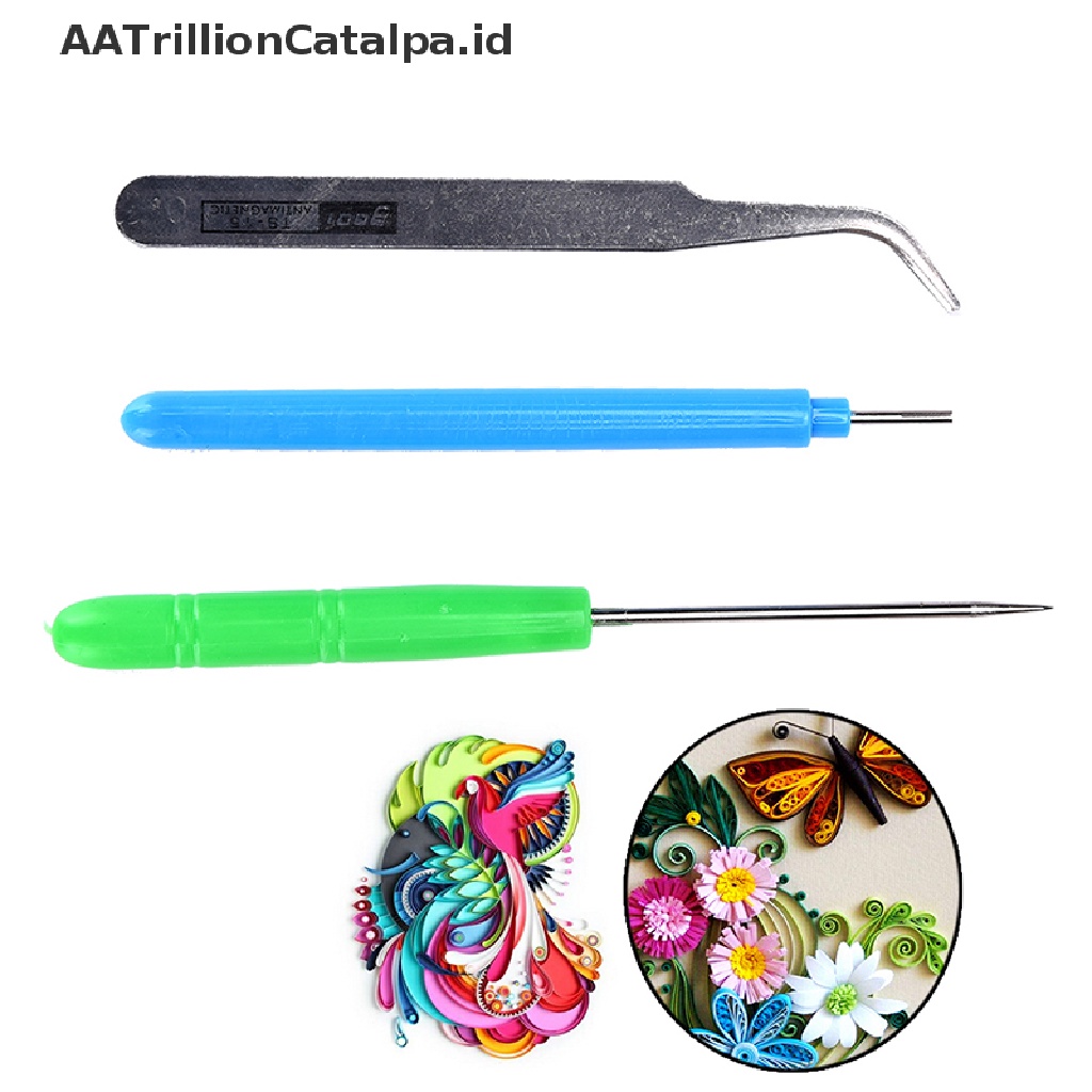 3 Pcs / Set Alat Kit Pena Pin Jarum Pinset Kertas Quilling DIY