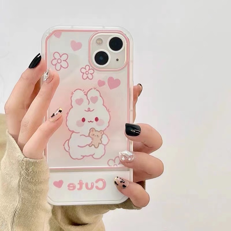 Soft Case TPU Transparan Motif Kelinci Untuk iPhone 13 13pro mini 12promax SE2020 11 Pro MAX 6S 7 8 Plus X XS XR