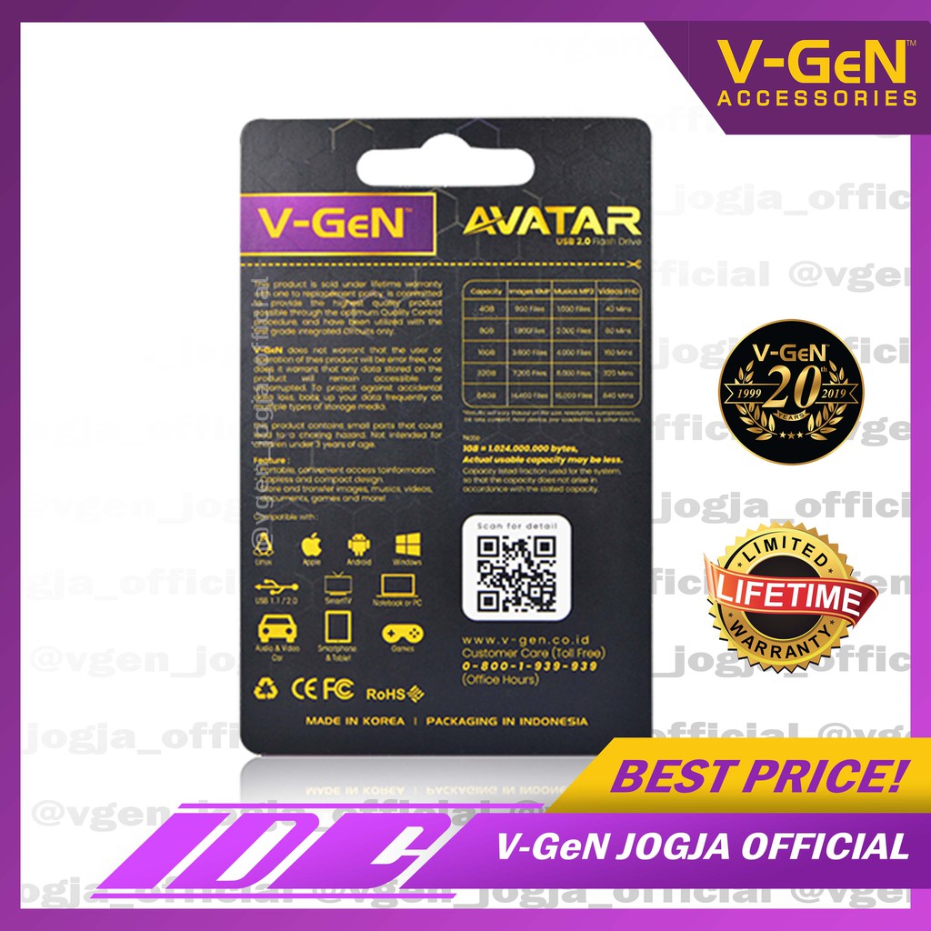 USB Flashdisk V-GeN 8GB - 128GB AVATAR USB2.0