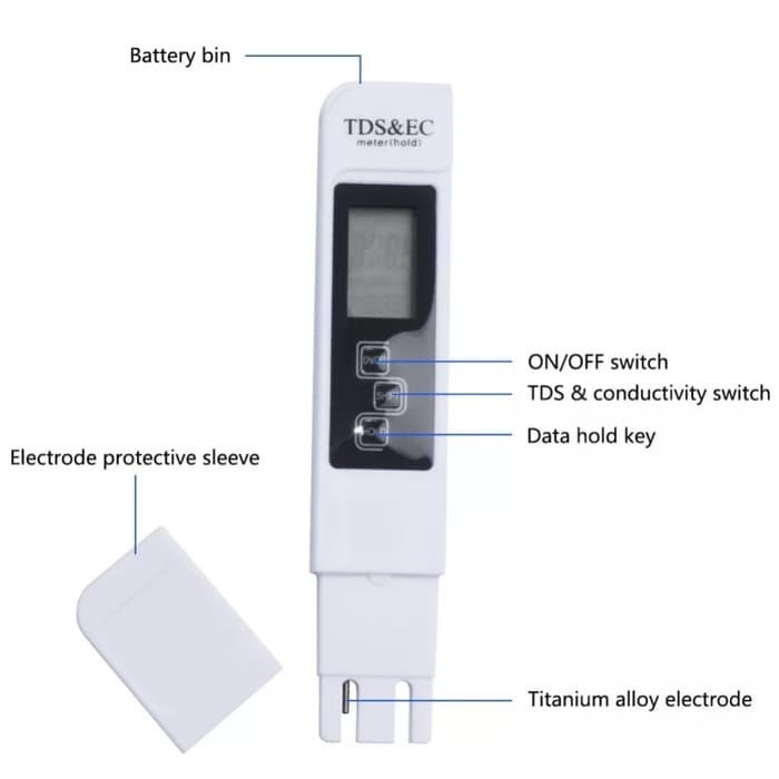 EC TDS METER PENA PENGUKUR 3-IN-1 TDS EC PPM KUALITAS AIR HIDROPONIK