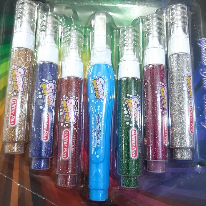 

Cherry | Glitter Pen 1 Set isi 6 Warn + Lem Cair BAZIC 3472 Glitter Glue SWIRL