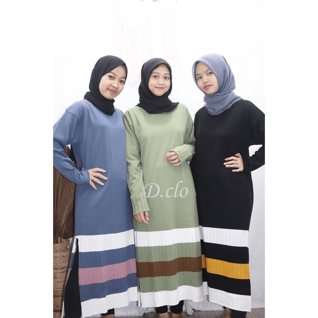 Karenina Long Tunik Rajut Slit Premium Baju Atasan Wanita Remaja Tebal Adem Onesize Fit to L Ld 100 / Pakaian Rajut Wanita Muslim Lengan Panjang Kekinian Mix 3 Warna Ala Korean Style / Dress Rajut Belah Samping Elysa Midi Dress Terbaru 2022 Beraneka Warna