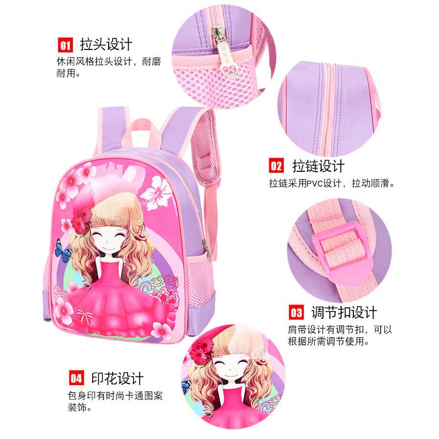 SUNEIGHT Tas Ransel Sekolah Anak Kartun Karakter Little Girl - B306