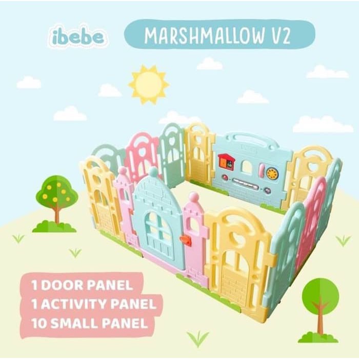 PROMO FREE PANEL HOLDER IBEBE PLAYARD MARSHMALLOW V2 FENCE IBEBE PLAYFENCE PAGAR MAINAN ANAK