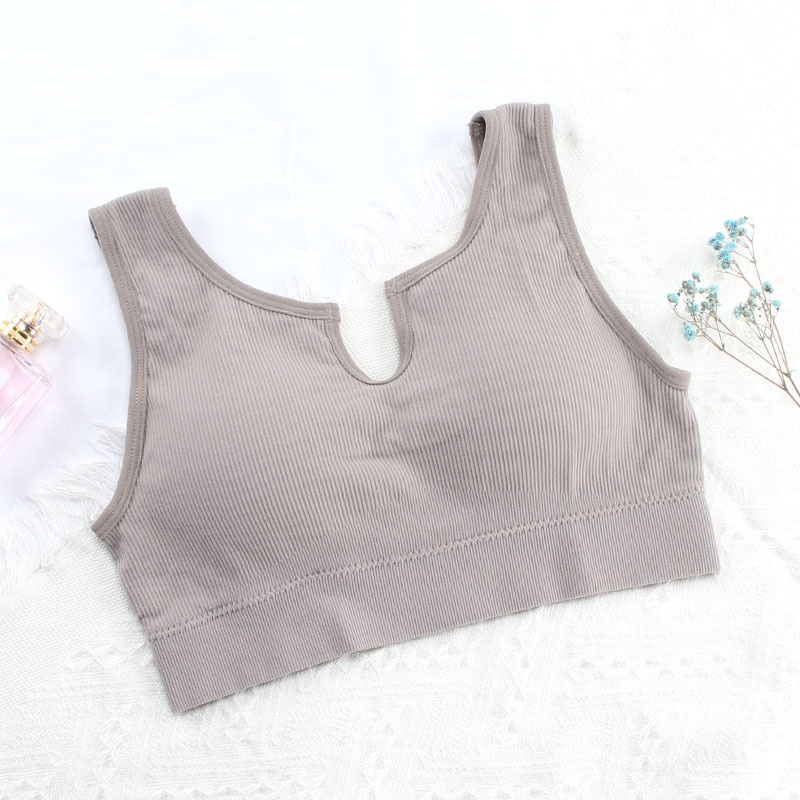 MOGYMOGY BRA535 Bra Tanpa Kawat Bentuk U Pakaian Dalam Wanita Polos Tali Tanktop Bra Olahraga Sportbra Gym