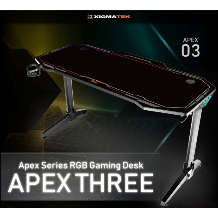 Xagatek Apex Three RGB Gaming Desk - Meja Gaming