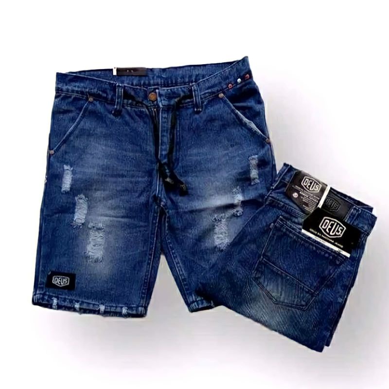 [Bisa COD]Celana Jeans Pendek Sobek Pria Wisker Jeans Pendek Ripped Robek Pria Premium Distro