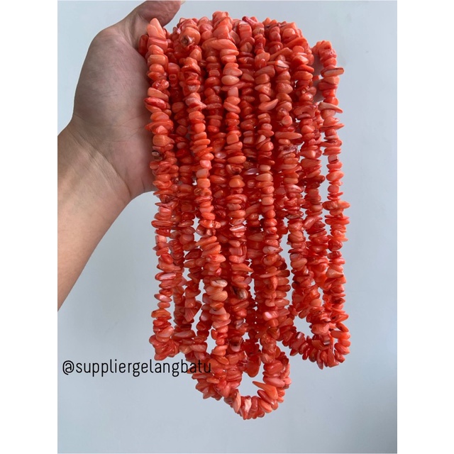 kerikil kerang mix CARNELIAN ORANGE 2cm bahan gelang kalung akik oren