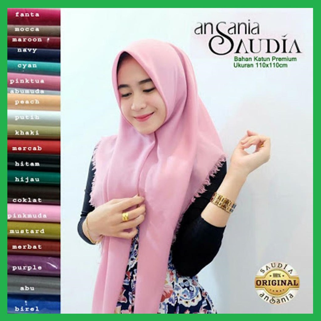 ✅ 100% ORI Original Ansania Saudia Katun Voal Rawis Square Hijab Jilbab Kerudung Segi Empat Part 1