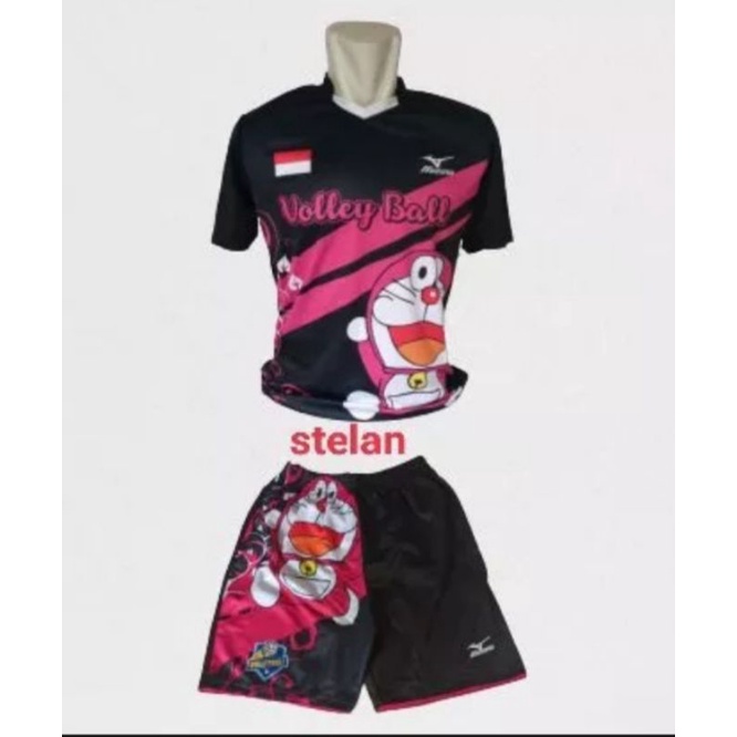 COD setelan baju voli printing motif doraemon kaos bola
