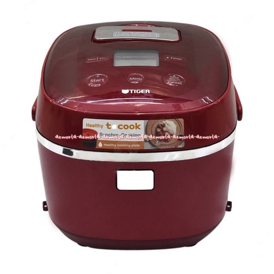 Tiger Rice Cooker 1.8L Fungsi 4in1 Memasak Nasi Pengukus Slow Cooker Digital Tigerrice Alat Pemasak Nasi Kukus Warna Merah Red