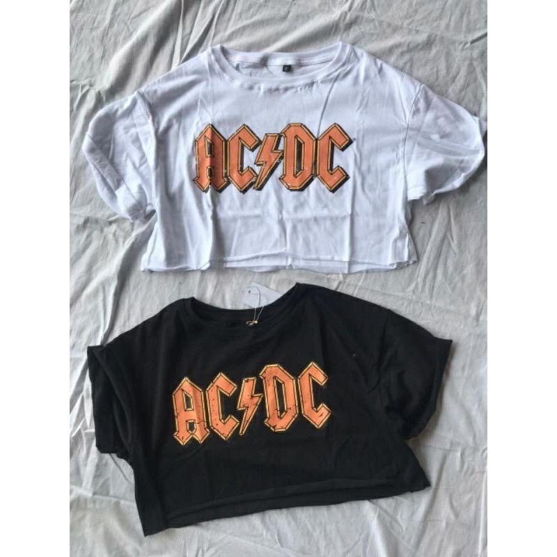 Arifirn Kaos Oversize Crop ACDC - Kaos Wanita Murah