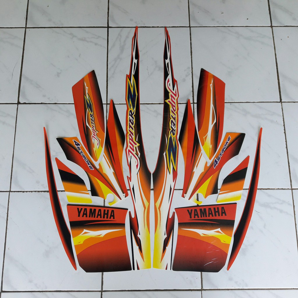 stiker motor jupiter z std 2004 orange-hitam