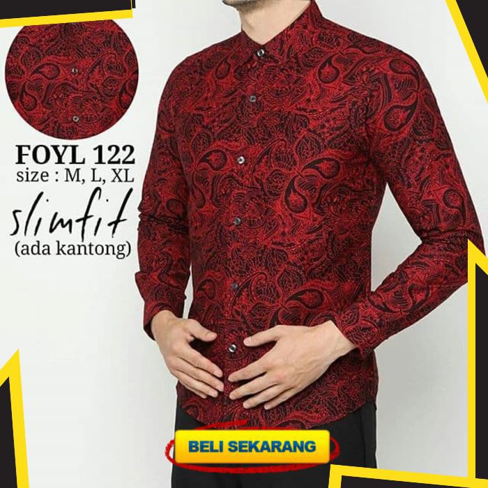 FOYL122 KEMEJA BATIK PRIA SLIMFIT MEWAH LINABATIKDISTRO UNIK BAJU BATIK PRIA BEST SELLER