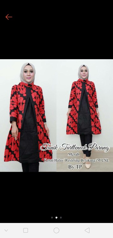 Tunik Turtleneck Parang Jumbo Tunik Batik Murah  Atasan Batik Seragam Kantor Modern