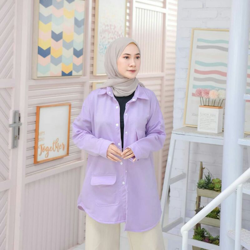 KEMEJA CASUAL JACKET JAKET WANITA MUSLIMAH KANCING LONG SLEEVE JACKET BAHAN TEBAL BAHAN KATUN FLEECE COTTON PANJANG BAHAN HALUS