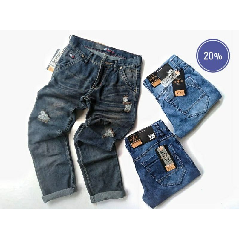 CELANA PANJANG JEANS BASIC SLIM SOBEK/CELANA DISTRO FASHION PRIA/CELANA JEANS RIPPED