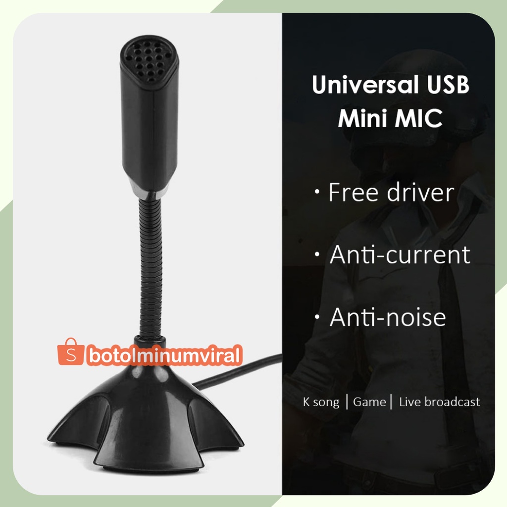Mic USB Microphone Stand Mini Sekolah Kerja Zoom PC Laptop Plug Play Portable Putar