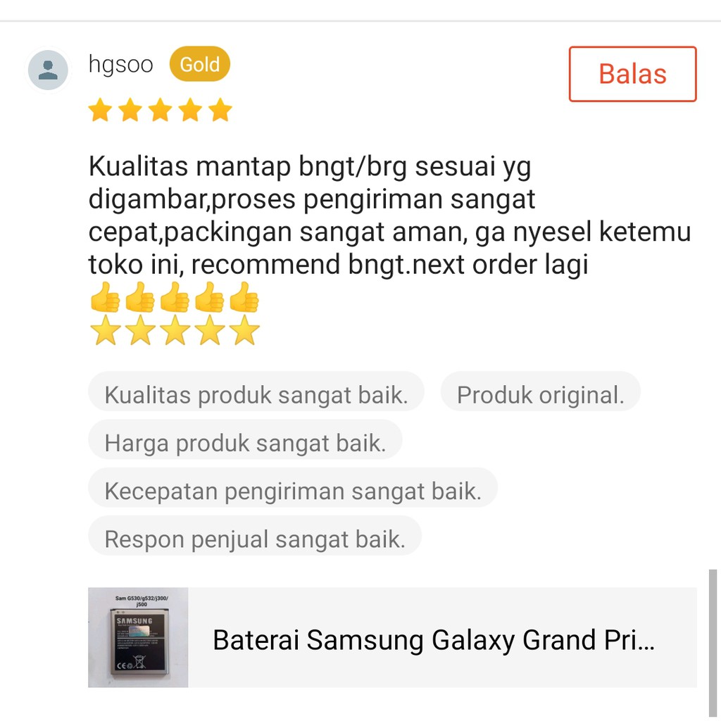 Baterai Samsung Galaxy Grand Prime J2prime J300 J500 original