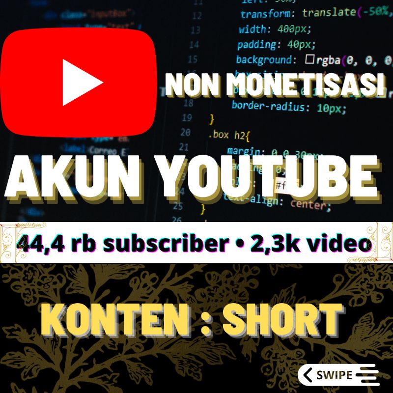 Akun youtube subscribe 44,400 belum monet