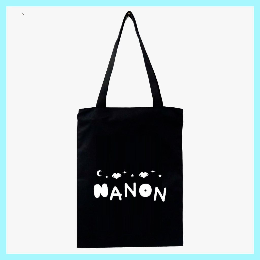 NEW Stringbag / Totebag Motif tulisan Nanon kain drill thailand merchandise thai merch raikantopeni aktor || Kiiyoomii ||