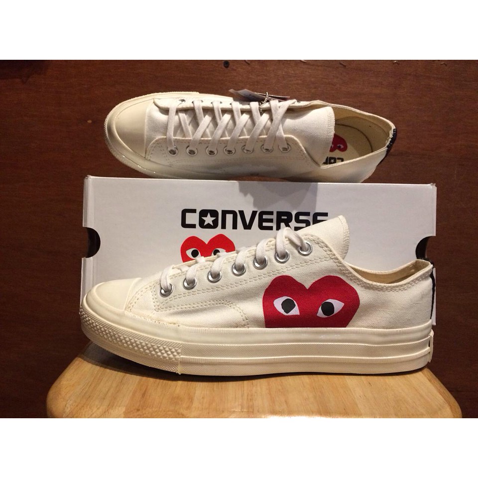 Sepatu Converse CDG Play 70s Import Vietnam BNIB Grade Original Premium Fullwhite Putih Sneakers Ket