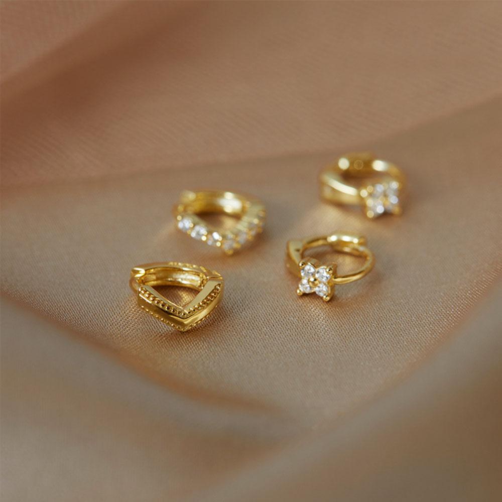 Mxbeauty Anting Klip Trendi Bunga Kecil Perhiasan Berlian Indah Sederhana Anting Pejantan