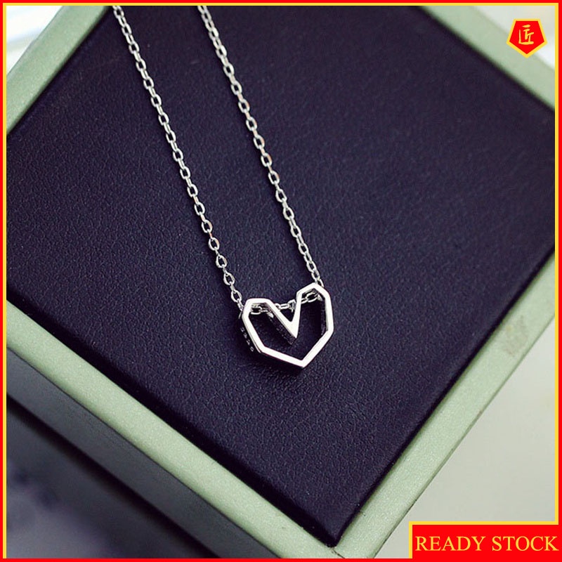 [Ready Stock]Women's Hollow Heart Necklace Korean Chic Simple Sweet Style