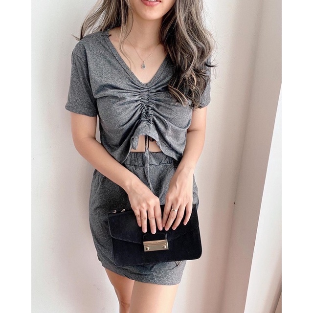 HERLAST 8745 SET DONG HA / SET CROP TOP DAN MINI SKIRT