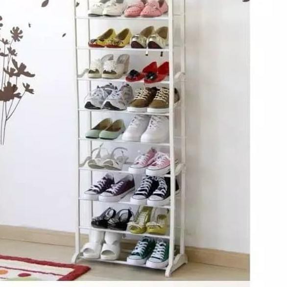 RAK JILBAB SEPATU HIJAB KERUDUNG BESI DISPLAY TOKO HITAM PUTIH 10 TGKT