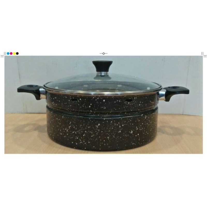 ALAMImart - Wok Streamer Enamel 30cm - Wok Kukus Enamel  - Panci Kukus Wok Enamel 30cm
