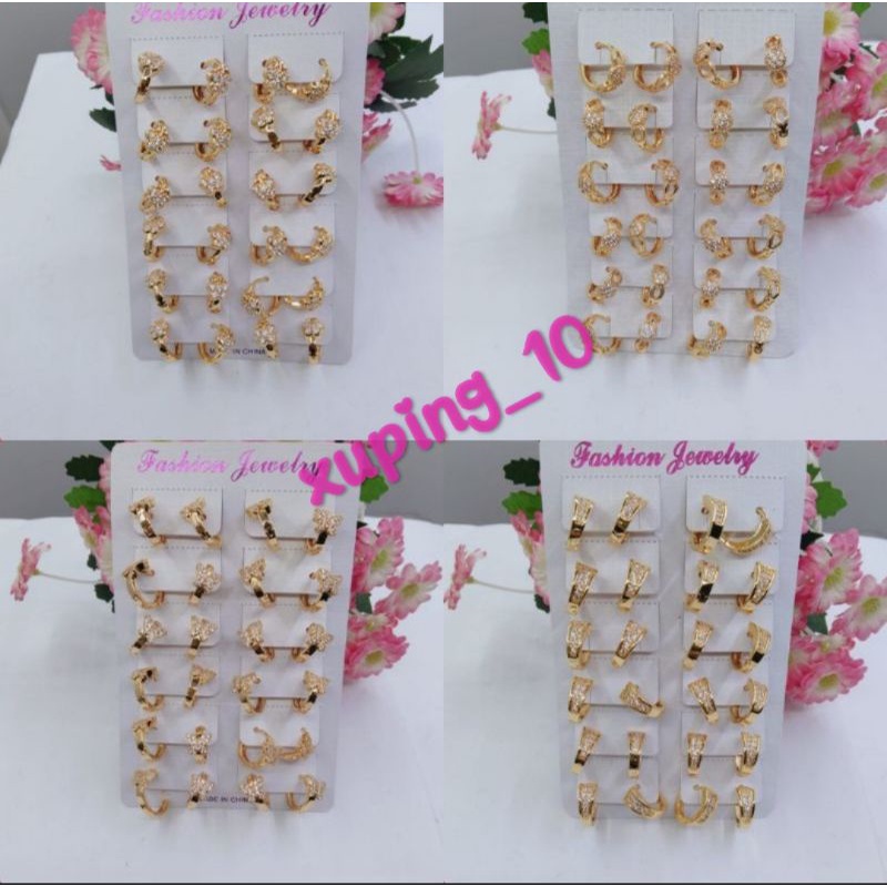 Grosir 1 Lusin anting jepit dewasa xuping gold GL01