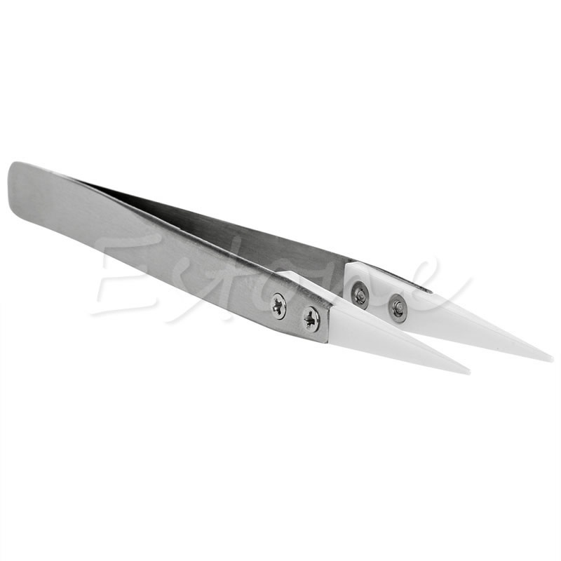 Heat Resistant Stainless Steel Ceramic Tweezers Pointed Tip