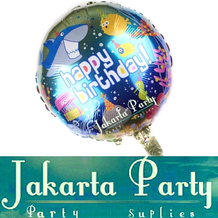 Balon Bulat HBD Motif Ikan / Balon Karakter Hewan / Balon Animal