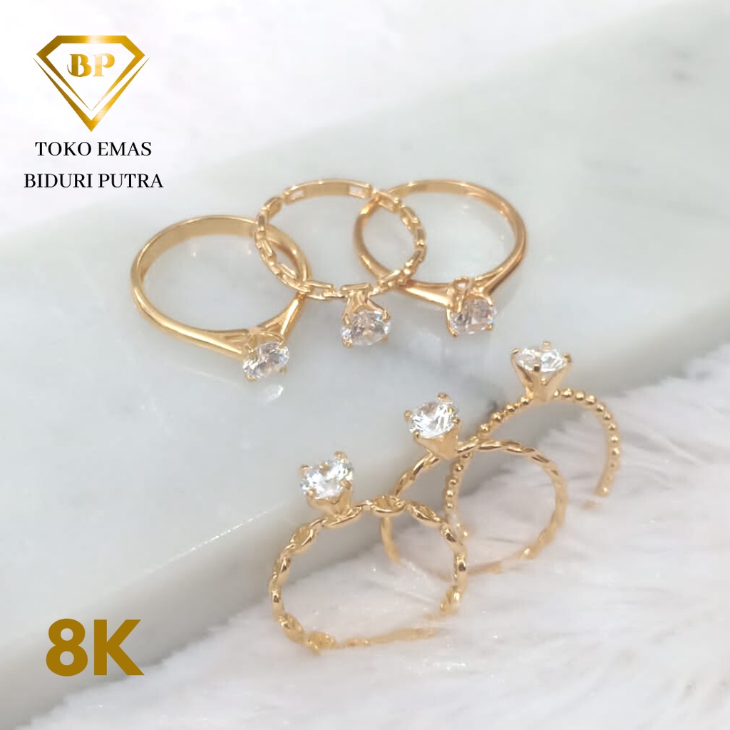 Cincin Solitaire Emas Asli Model Elegant Kadar 8K/375 toko emas biduri putra - toko emas asli - perhiasan emas asli - cincin emas muda - cincin emas kadar 375 - toko mas asli - perhiasan emas asli - cincin korea emas