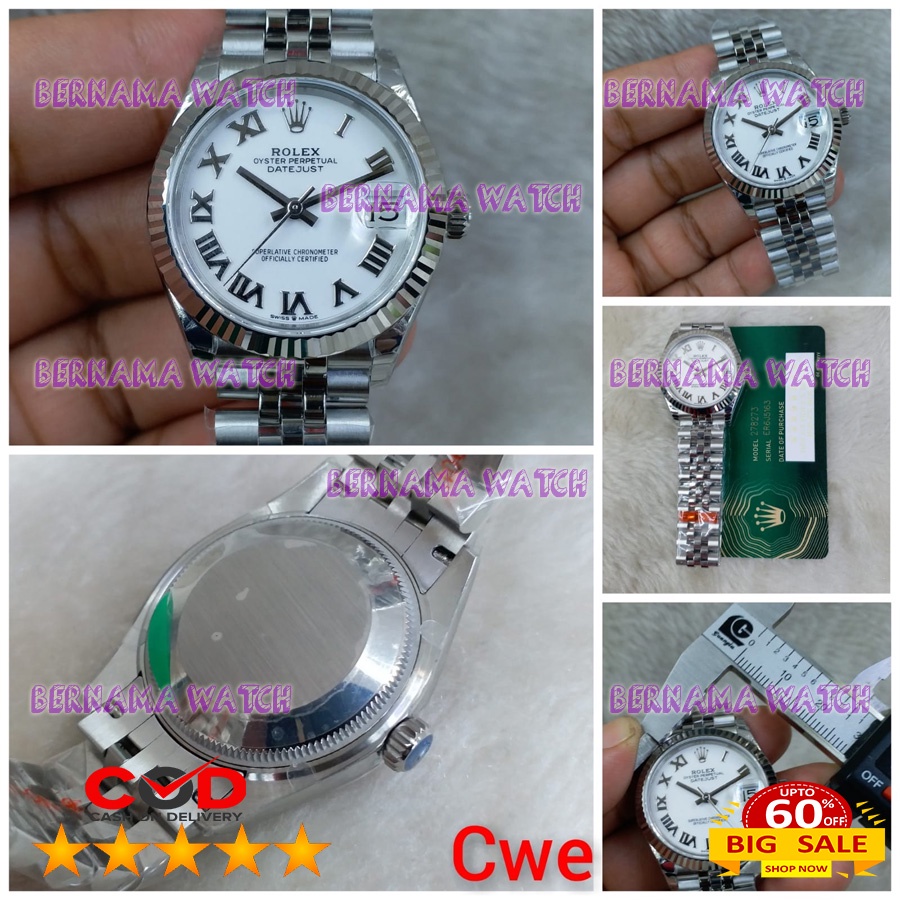 NEW JAM TANGAN WANITA ROLEX DATEJUST MESIN JEPANG SWISS ETA BOX ORI WARRANTY 1 YEAR