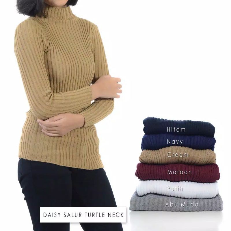 DAISY SALUR TURTLENECK-daisy salur- rajutan-dalaman blazer wanita-sweater rajut