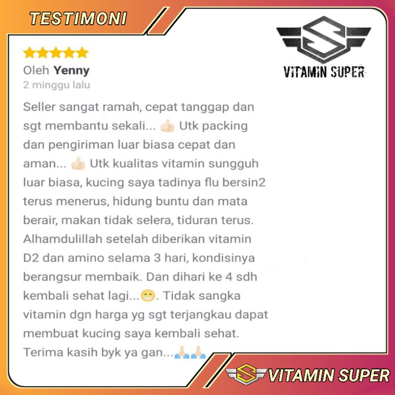 Obat Kucing Anti Virus D2 | Obat Flu Berat, Panleu, Calici, Distemper, Mencret, Pipis Darah, Sariawan, Lemes, Muntah, Berliur Mulutnya