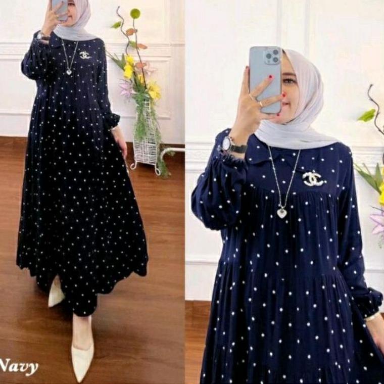 UYU.413129 ▪ MIDI DRESS POLKADOT//MIDI DRES PREMIUM//MIDI DRESS MUSLIM//MIDI DRESS KOREA