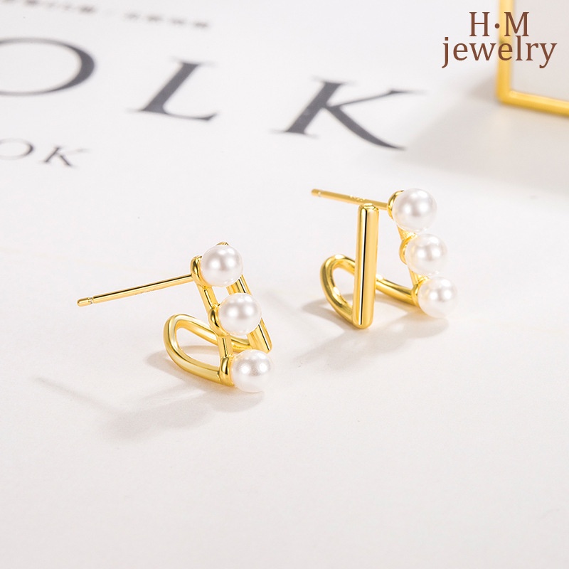 Anting Tusuk Gantung Desain Geometri Hias Mutiara Gaya Simple Compact Untuk Wanita 2022