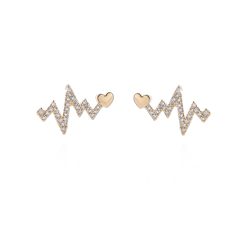 Flash Berlian Geometris Gelombang Cinta Anting lady Korea