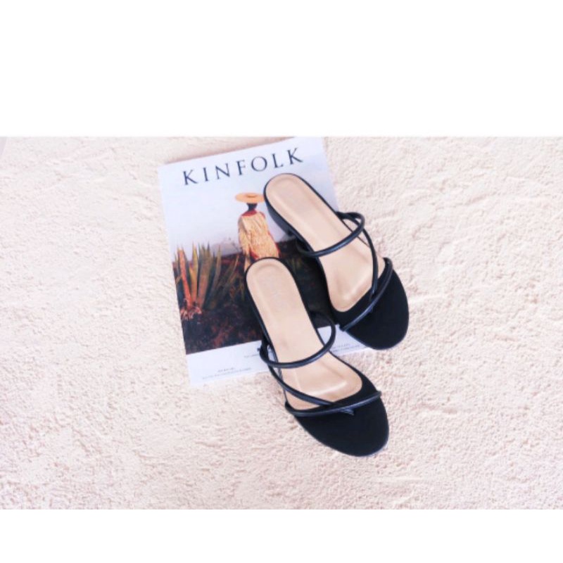 sandal heels jepit silang realpic hak 3cm