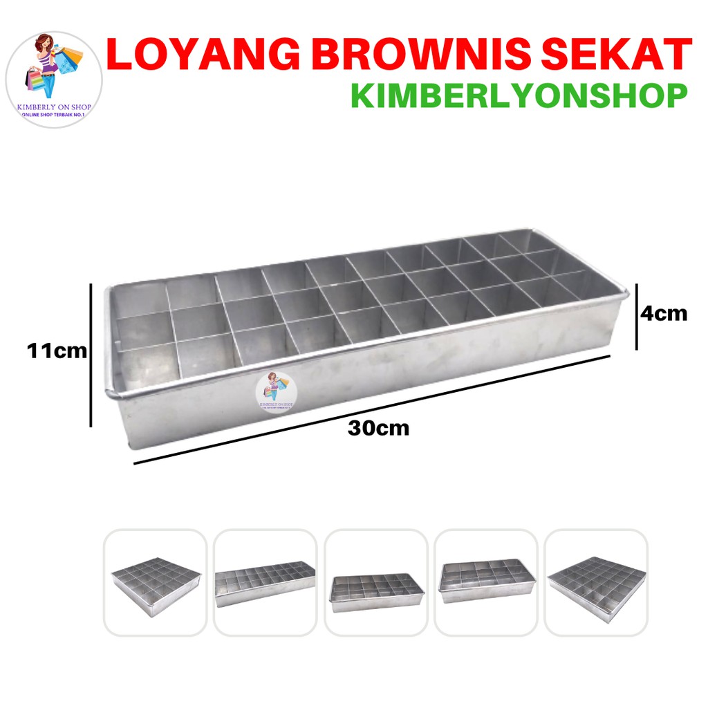 Kimberlyonshop Loyang Kue Kotak Brownies Sekat Aluminium Cetakan Bolu