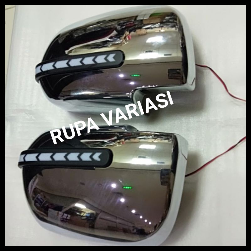 mirror cover spion lampu toyota innova inova / fortuner / hilux  2004 sampai 2015 2005 2006 2007 2008 2009 2010 2011 2012 2013 2014 + sen sein running chrome crome hitam carbon tipe g