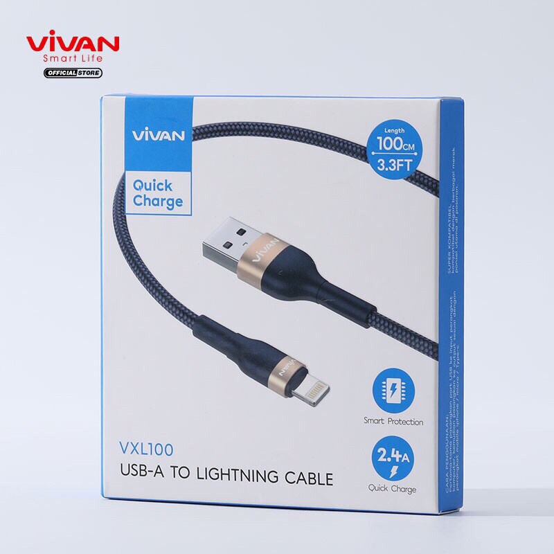 VIVAN Kabel Data Micro USB Android 100cm Fast Charging 2.4A Garansi Resmi 1 Tahun VXM100