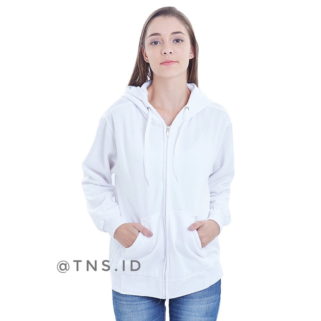 SWEATERPOLOS HOODIE ZIPPER PUTIH WANITA M XL POLOS SWEATERPOLOS HOODIE ZIPPER PUTIH WANITA M XL POLOS