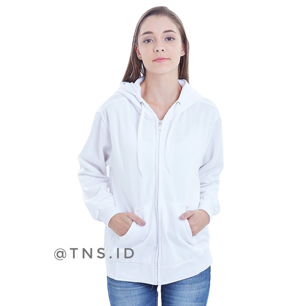  SWEATERPOLOS  HOODIE ZIPPER PUTIH WANITA M XL POLOS 