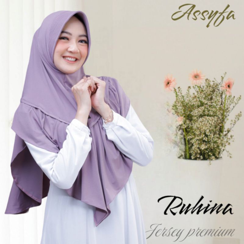 (Ori Assyfa) RUHINA •jilbab instan jersey premium• jilbab instan pet rampel